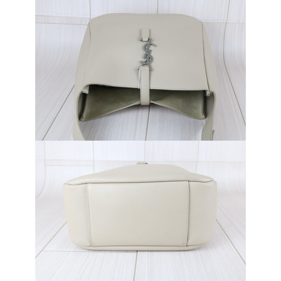 Very Good ( Rank A)｜  Saint Laurent YSL Calf Leather  LE 5A7 Hobo Shoulder Bag PM Sea Salt Color｜S25110317