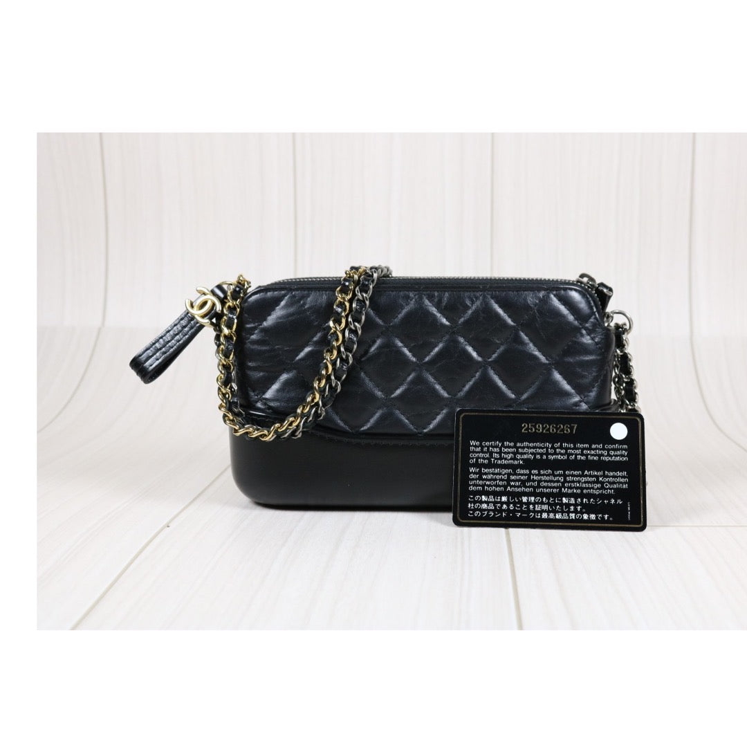 Rank A｜Chanel Mini Gabrielle Aged Calfskin Shoulder Bag Black Made in 2018Year｜S24030407