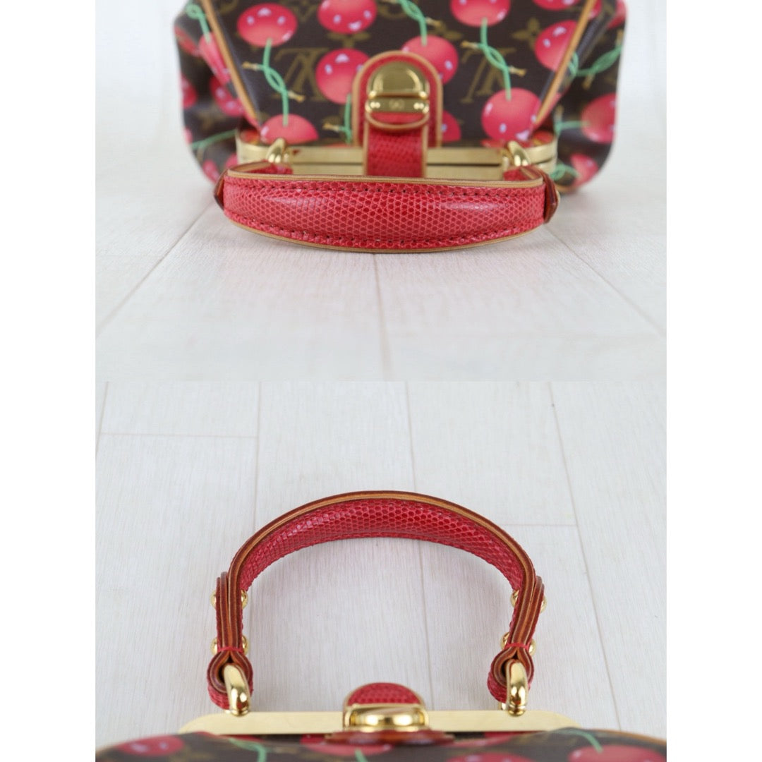 Include Entrupy Certificate of Authenticity｜Very Good ( Rank A) ｜ Louis Vuitton Takashi Murakam Cherry Monogram Sac Fermoir HandBag Limited Edition｜H26012801