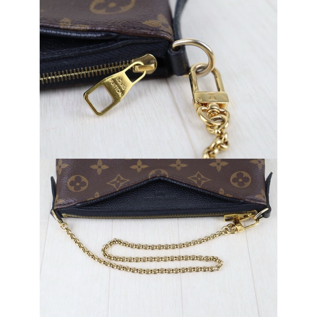 Include Entrupy Certificate of Authenticity｜Good ( Rank AB)｜ Louis Vuitton Monogram  Mini Pallas Cluth With Shoulder Bag Black｜S26052205