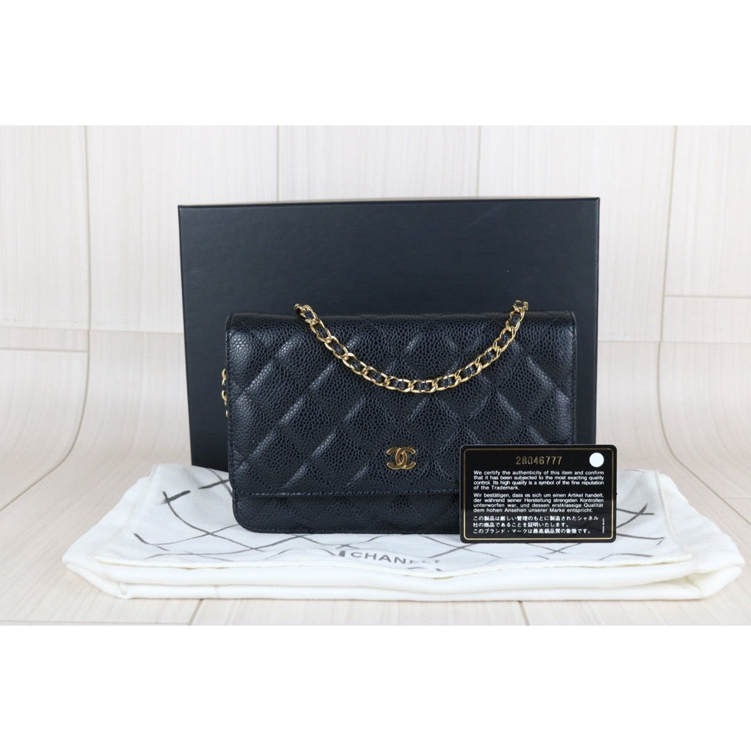 Very Good ( Rank A) ｜Full Set CHANEL Matrasse Chain Caviar Skin WOC19 Shoulder Bag Black Made In 2019～2020Year ｜S25090405