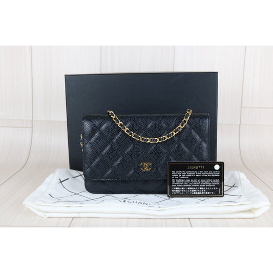 Very Good ( Rank A) ｜Full Set CHANEL Matrasse Chain Caviar Skin WOC19 Shoulder Bag Black Made In 2019～2020Year ｜S25090405