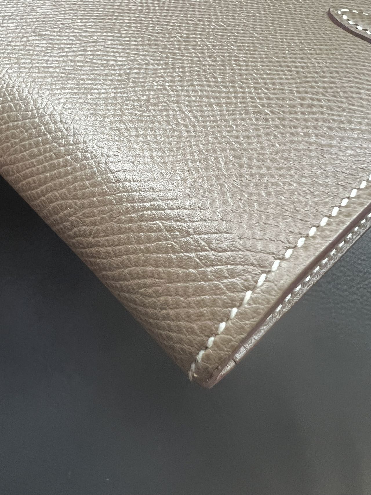HERMES Epsom Kelly Wallet Gray C Stamp