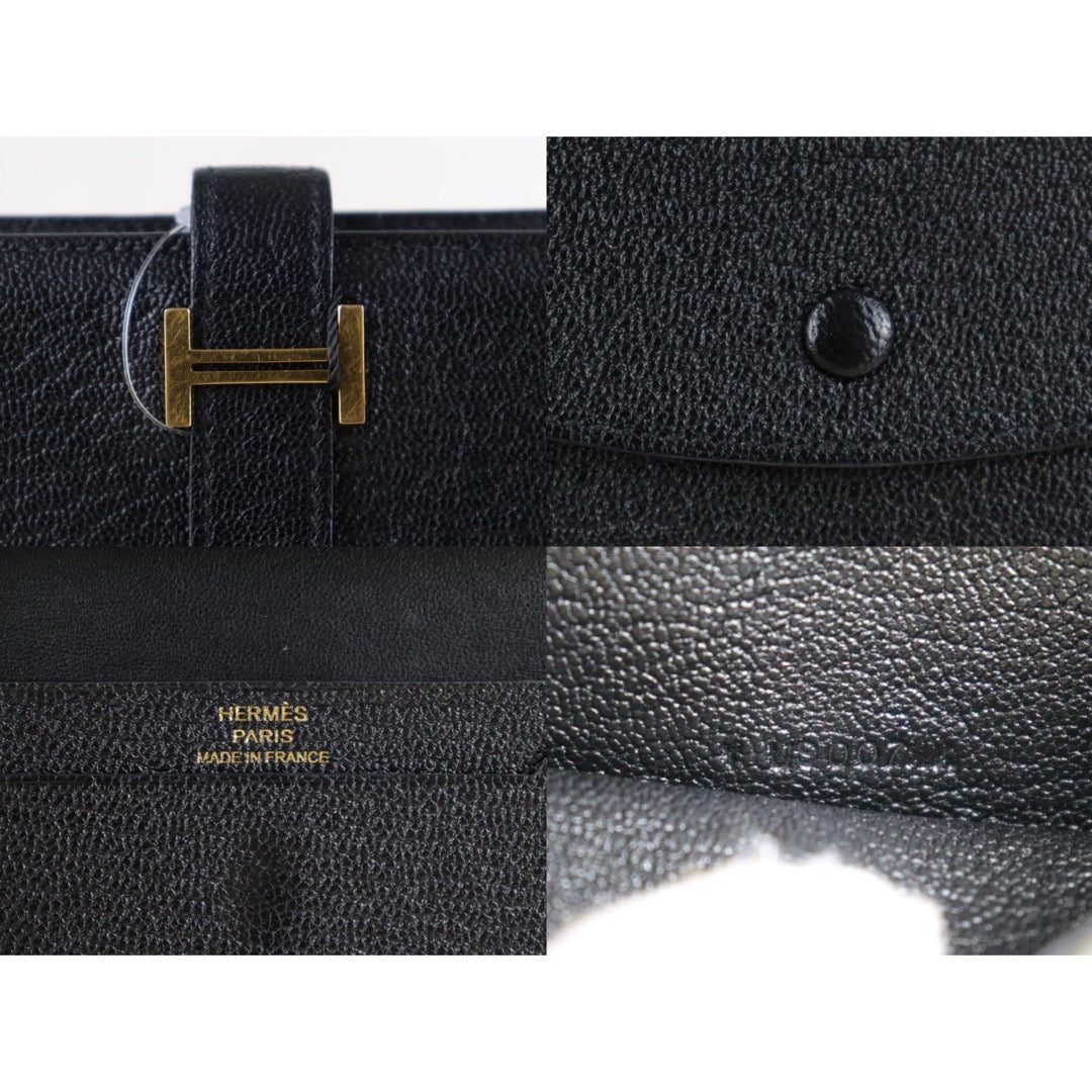 Include Entrupy Certificate of Authenticity｜Good ( Rank AB)｜ HERMES Bearn Compact Black Y Stamp Made In 2020 Year｜Z26100204