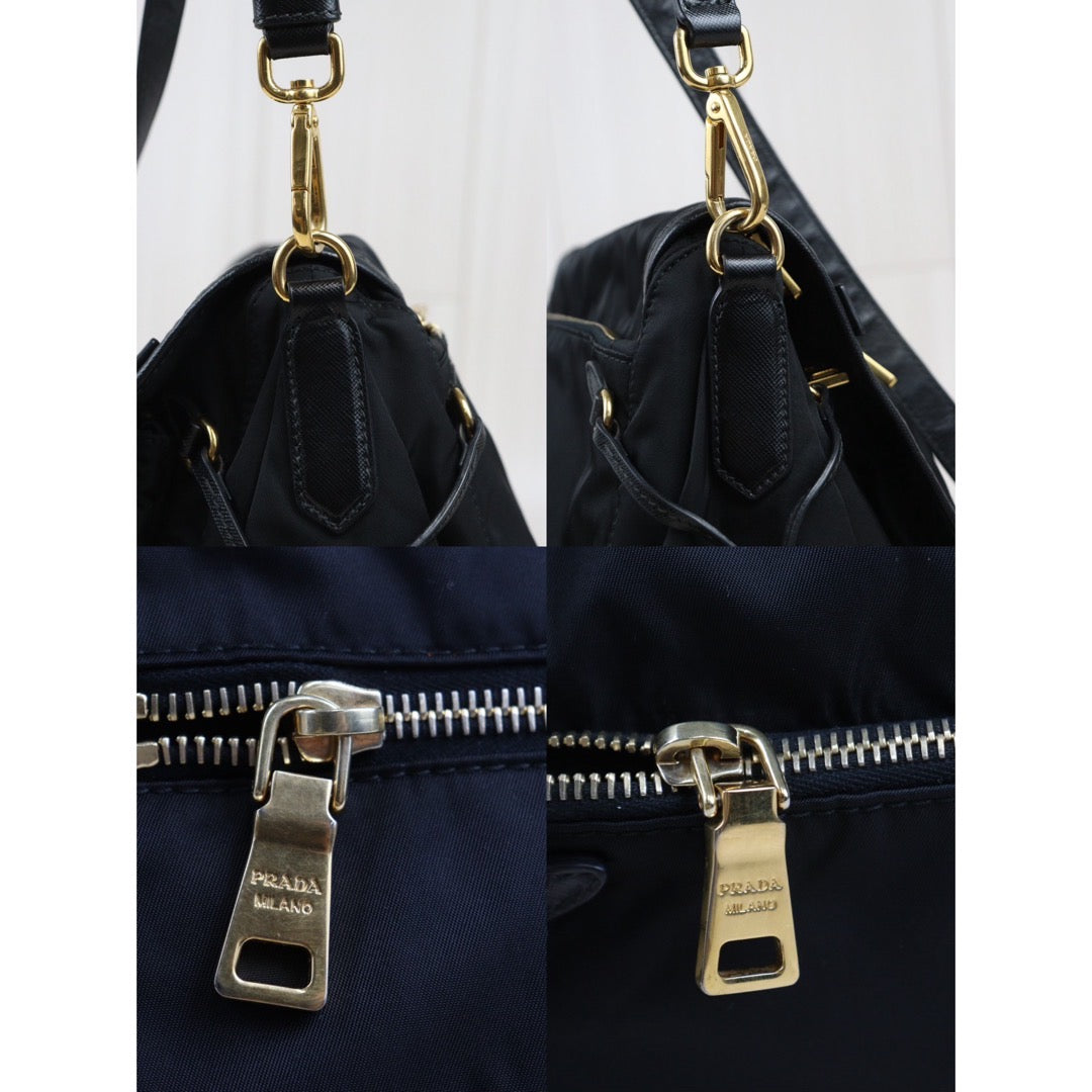 Rank AB｜Prada  Nylon Black Gold Hardware ShoulderBag｜S24071423