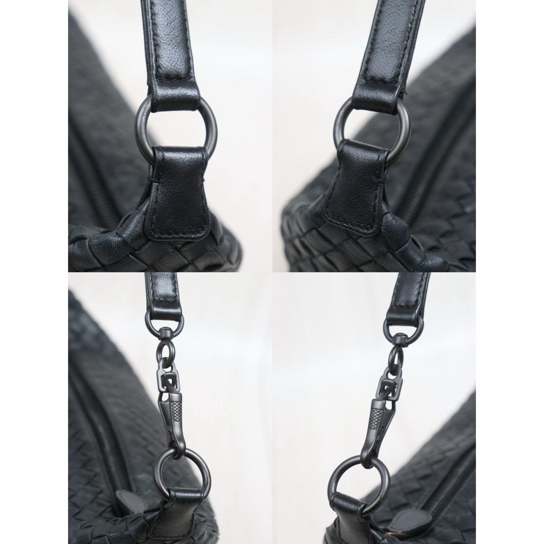 Include Entrupy Certificate of Authenticity｜Good ( Rank AB)｜ Bottega Veneta Lamb Skin  Braid Shoulder Bag Black｜26062910