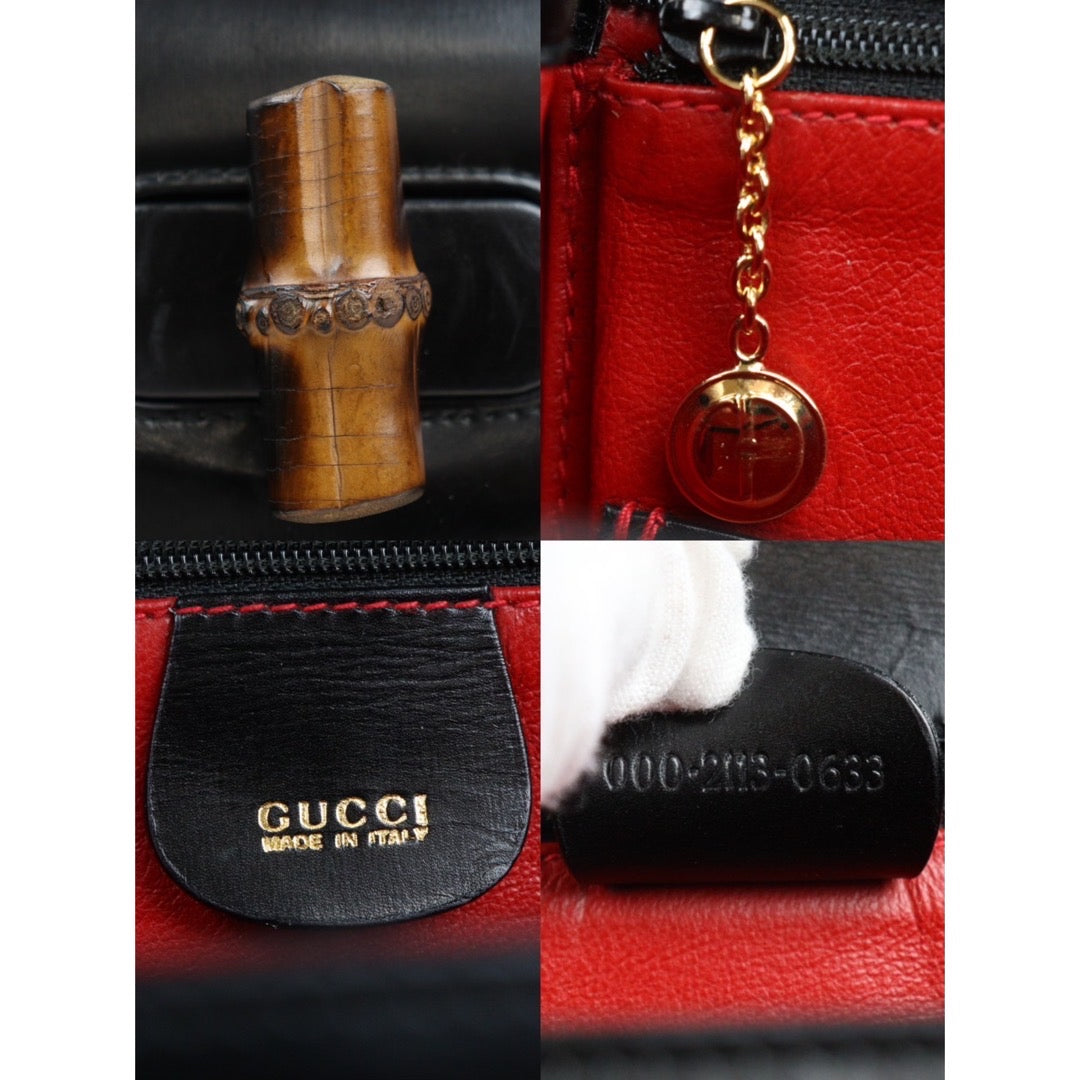 Rank A ｜ GUCCI Bamboo Box Leather Black Hand Bag ｜23111608