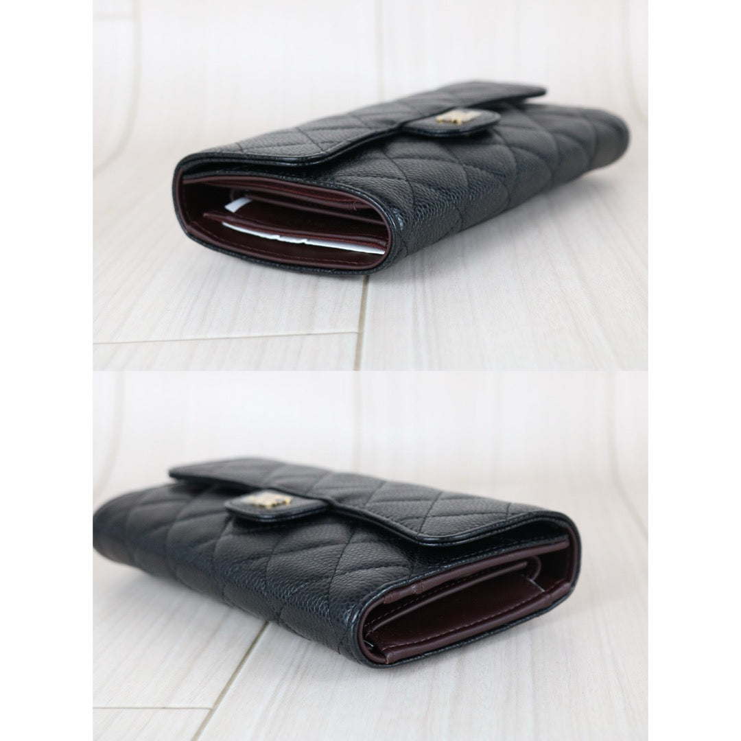 Excellent（Rank SA）｜Full Set CHANEL Caviar Skin Black Long Wallet Made In 2014- 2015Year｜X25092701