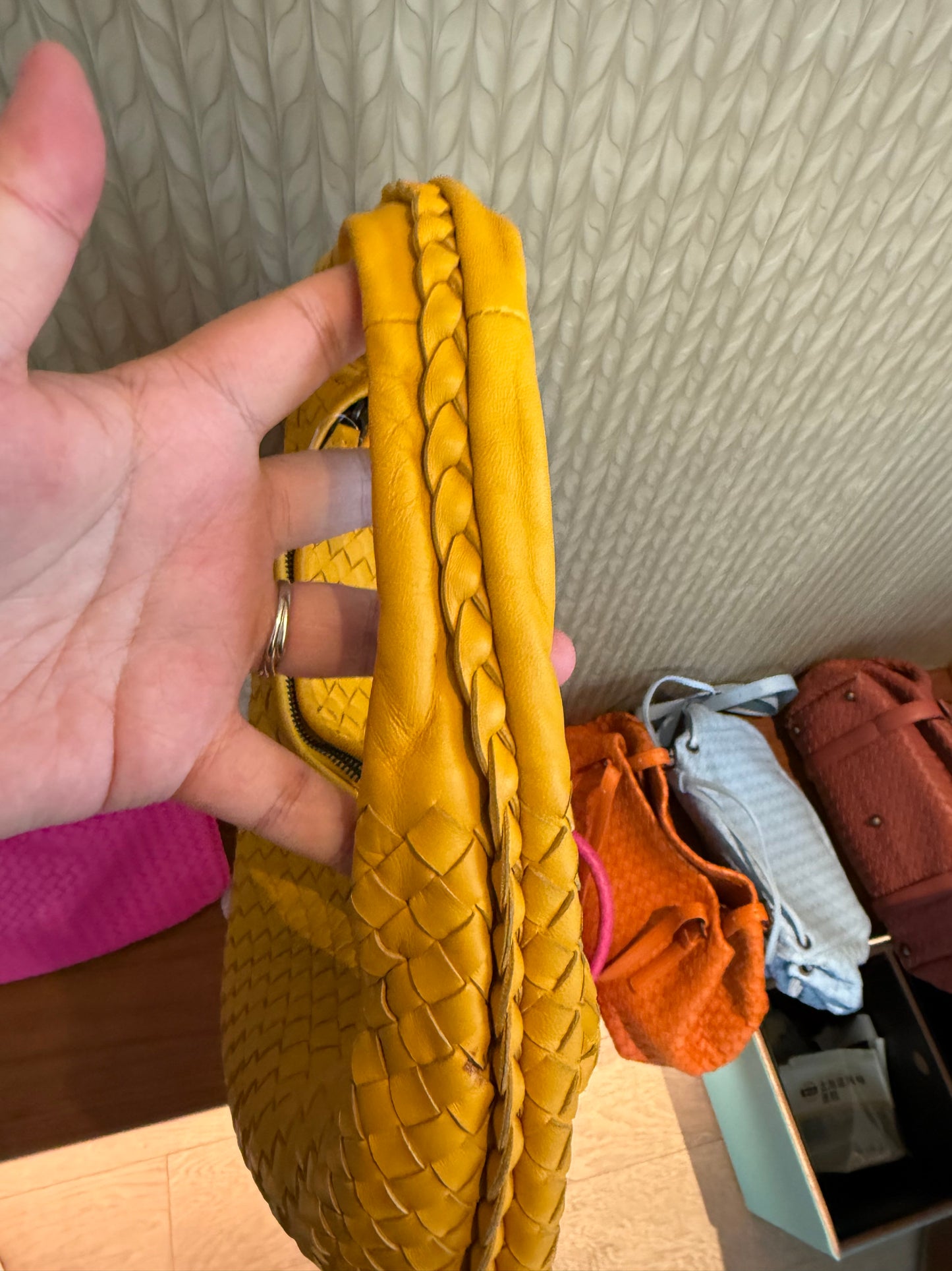 Bottega Veneta Lamb Skin Braid Shoulder Bag