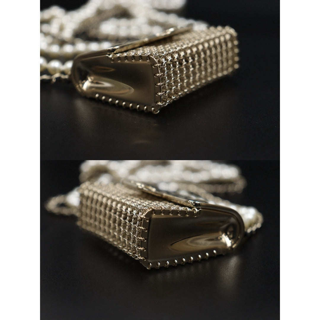 Very Good ( Rank A)｜ CHANEL Coco Mark Hollow Design Pearl Double Chain Tinybag made in 2021 year｜S26021403