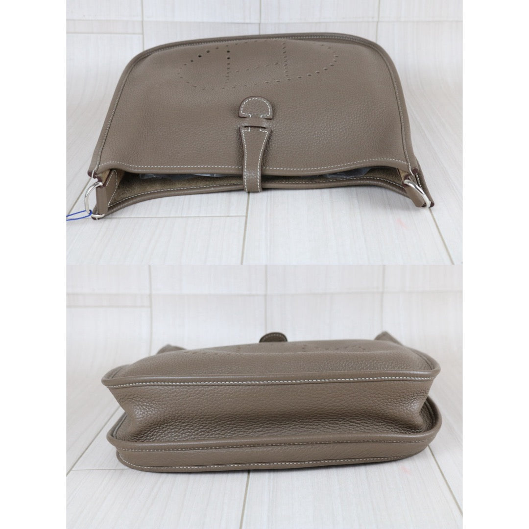 Include Entrupy Certificate of Authenticity｜Very Good ( Rank A)｜ HERMES TC Leather  Evelyne 29 Shoulder Bag Gray Q Stamp Made In 2013Year｜W26071702