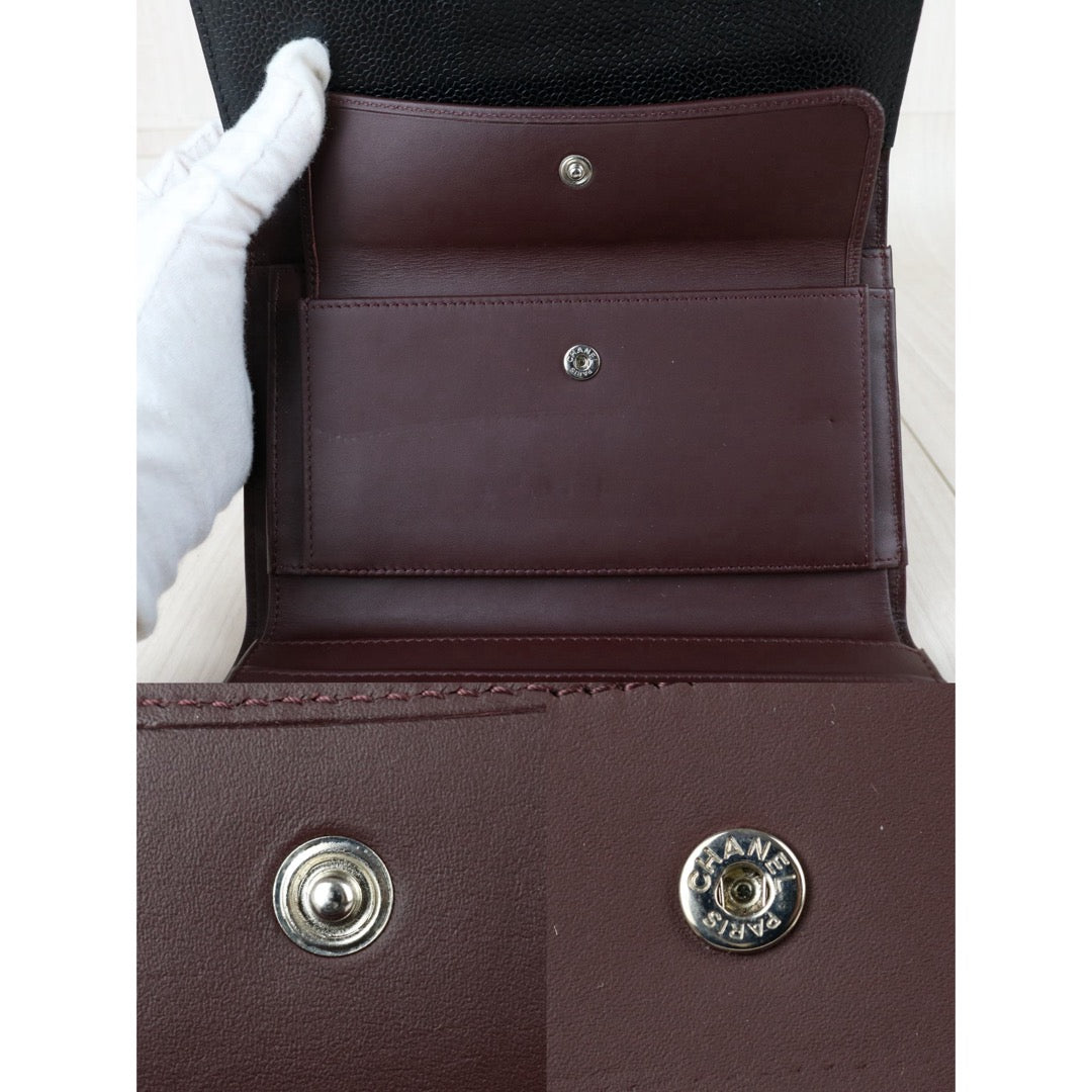 Include Entrupy Certificate of Authenticity｜Very Good ( Rank A)｜CHANEL Caviar Skin Black Long Wallet Made In 2016-2017Year｜X26041306