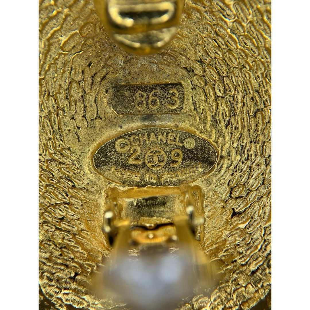 Very Good ( Rank A) ｜ CHANEL Coco Mark  Weave Gold Earrings Made In 1992Year ｜25111004