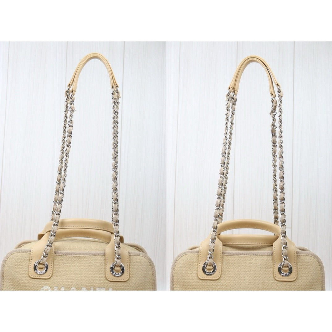 Very Good ( Rank A)｜ CHANEL Canvas  Bowling Bag Beige｜S24042502