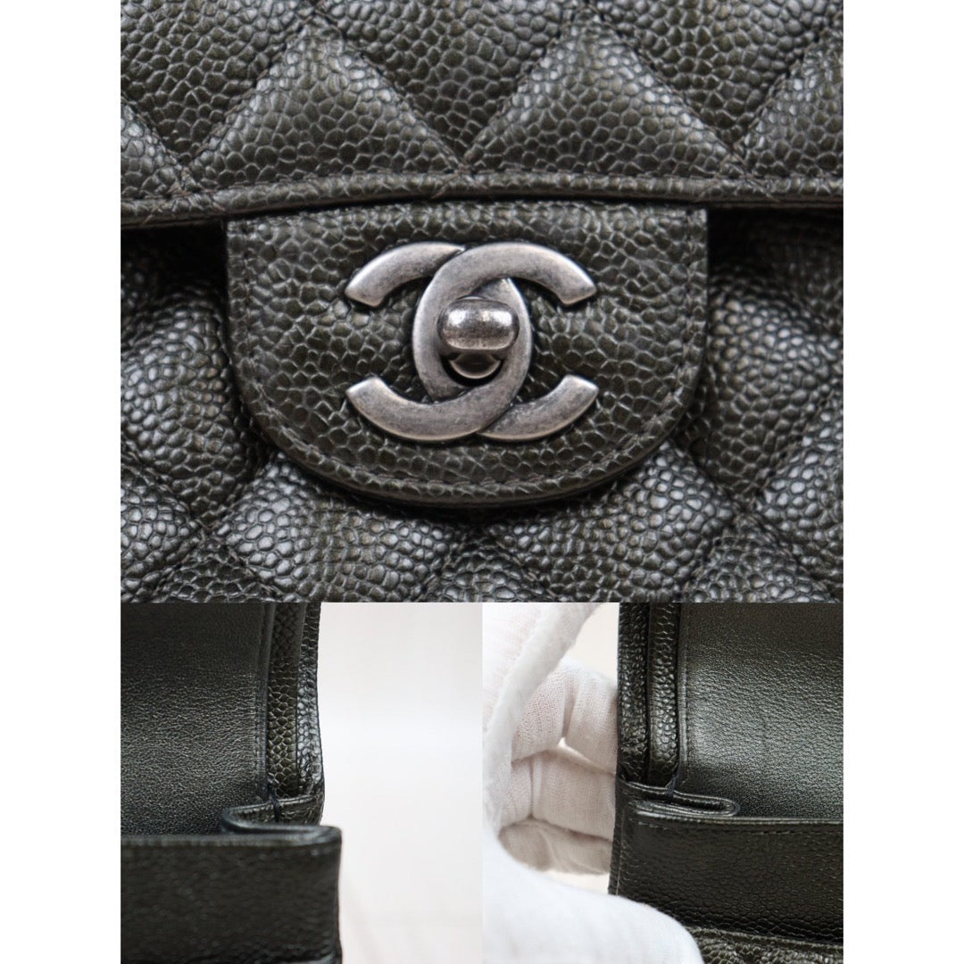 Rank A｜ CHANEL Limit Color Charcoal Grey Caviar Skin Matrasse Double Flap 25 Shoulder Bag Made In 2018 Year  ｜S24061728