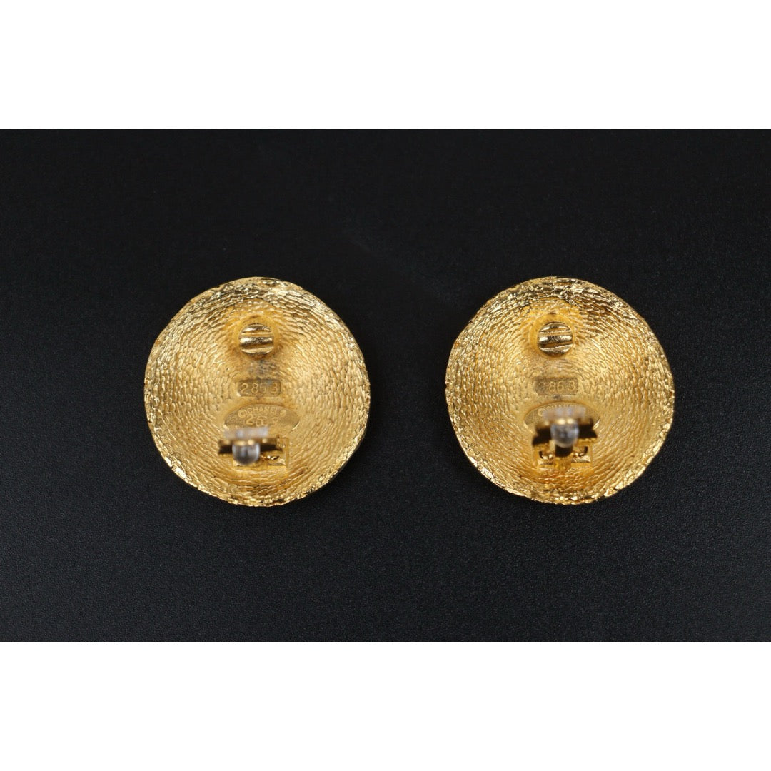 Very Good ( Rank A) ｜ CHANEL Coco Mark  Weave Gold Earrings Made In 1992Year ｜25111004