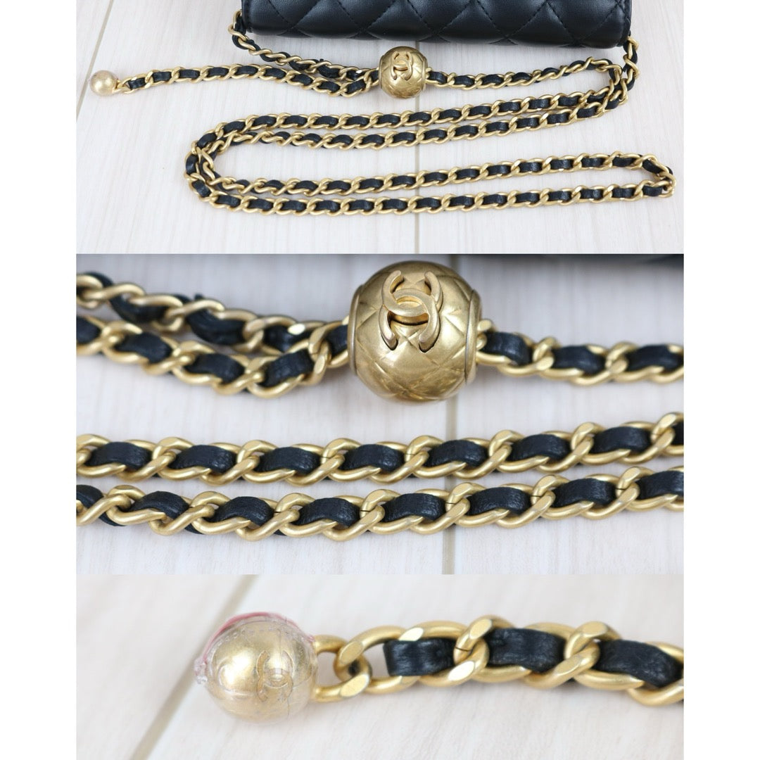 Include Entrupy Certificate of Authenticity｜Excellent（Rank SA）｜ CHANEL Matelasse Chain 23C Calfskin WOC Black IC Chips Model｜S26070902