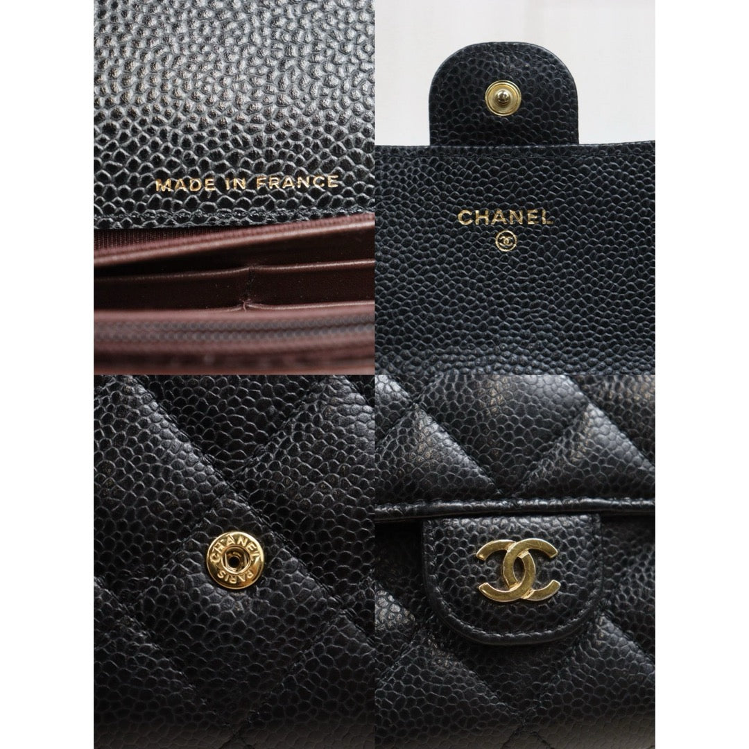 Include Entrupy Certificate of Authenticity｜Good ( Rank AB) ｜CHANEL Caviar Skin Black Long Wallet Made In 2019-2020Year｜26052805