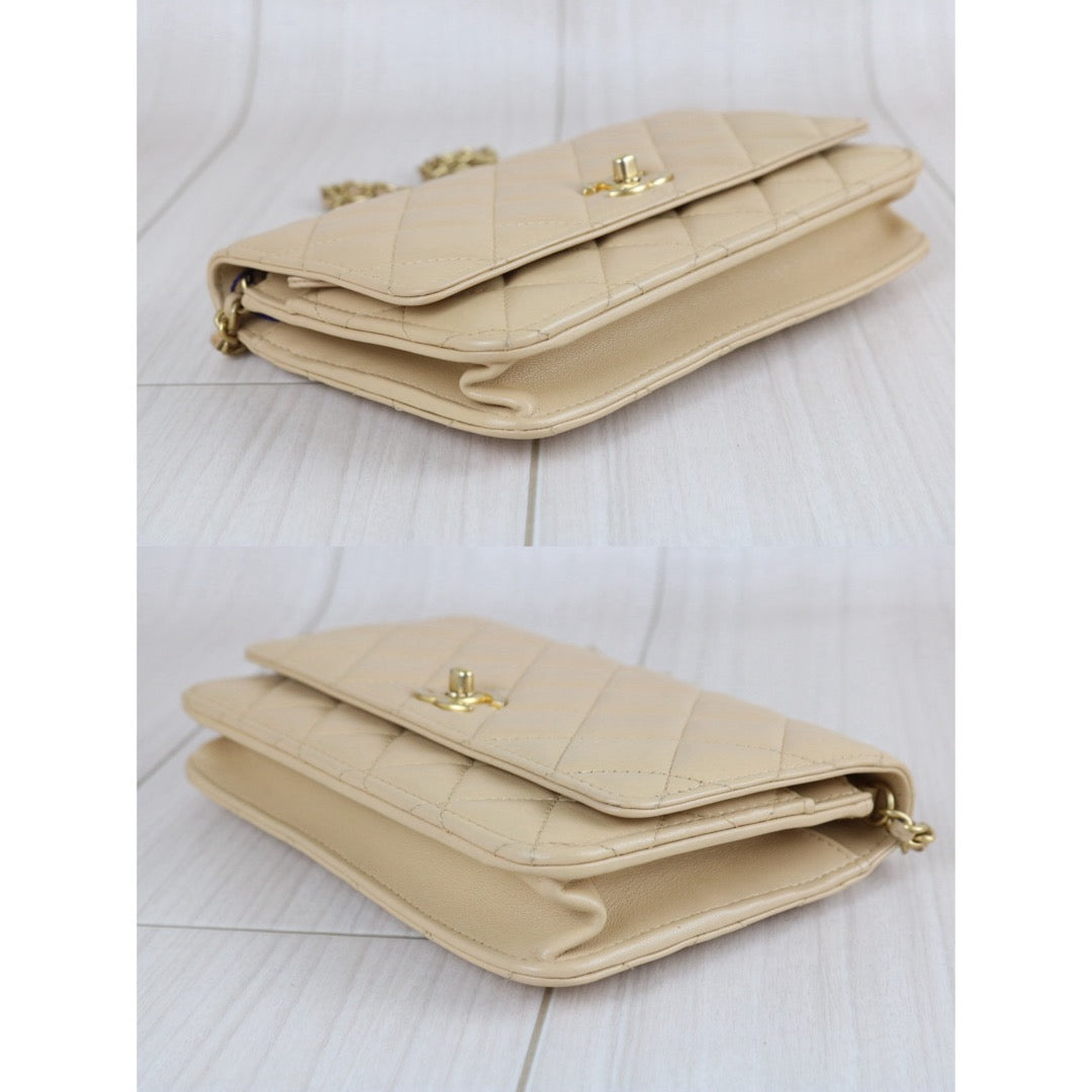Include Entrupy Certificate of Authenticity｜Very Good ( Rank A)｜CHANEL Calfskin WOC Chain Bag Beige IC Chips Model｜S26060109