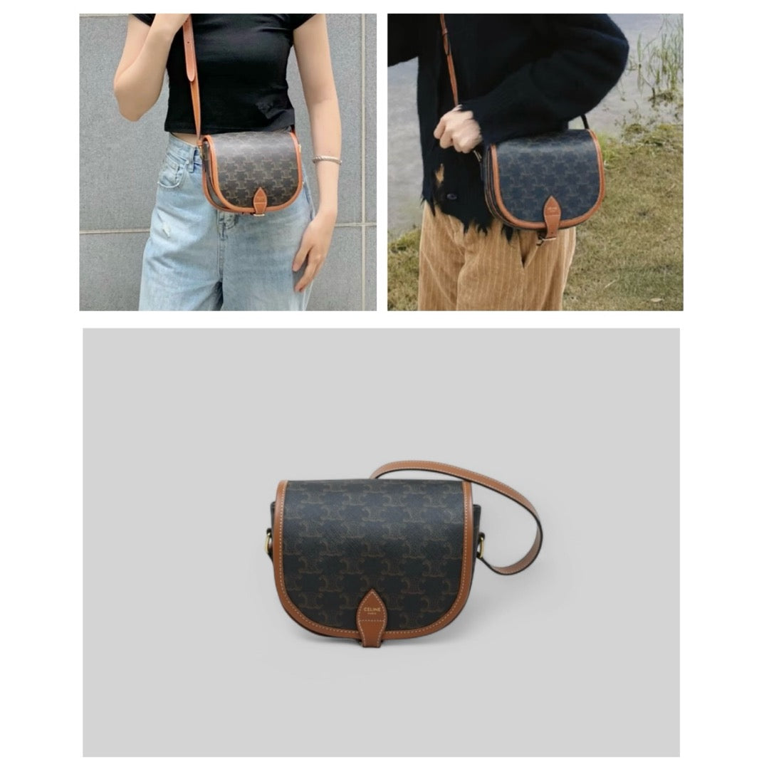 Very Good ( Rank A) ｜ CELINE Macadam Triomphe Cross Body Shoulder Bag Current Model｜S25022611