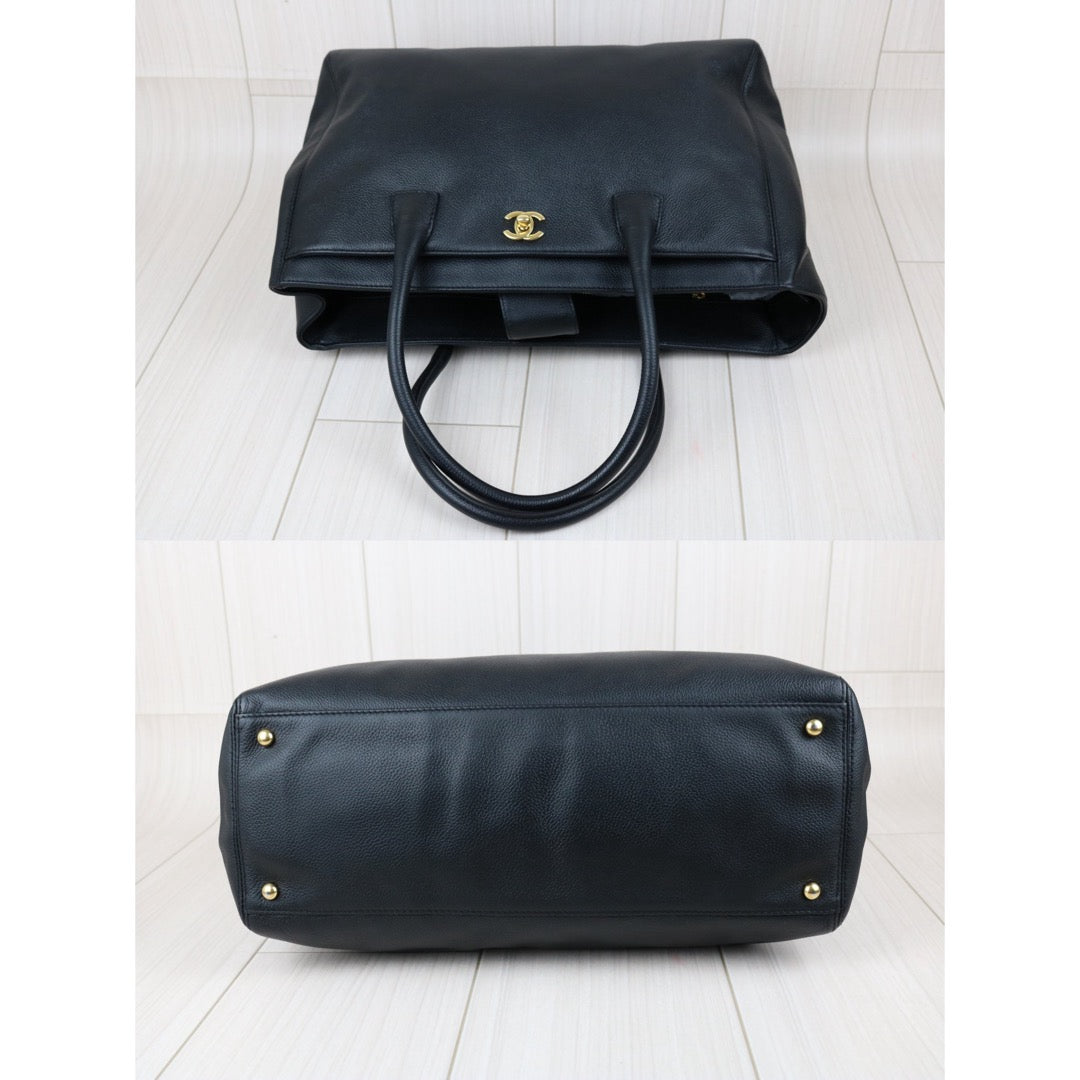 Include Entrupy Certificate of Authenticity｜Good ( Rank AB)｜ CHANEL Matrasse Caviar Skin Black Cerf Tote 35 Shoulder Bag Made In 2013-2014 Year｜S26101105
