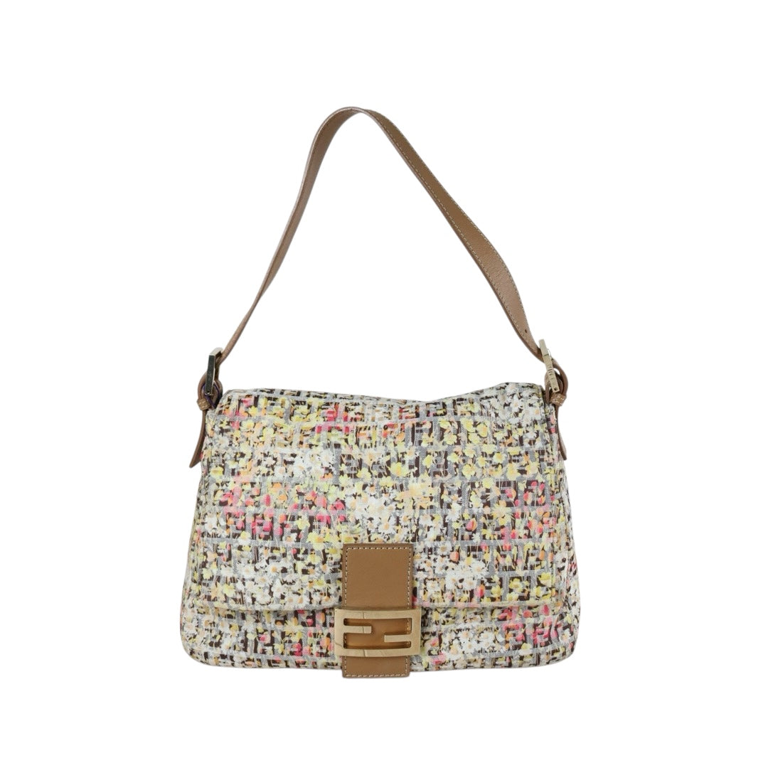 Include Entrupy Certificate of Authenticity｜Good ( Rank AB)｜ FENDI Zucca Mamma Baguette Floral Shoulder Bag Brown｜S26073108