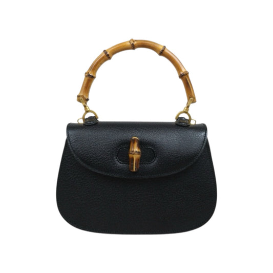 Very Good ( Rank A) ｜  GUCCI Bamboo Calf Leather Black Hand Bag ｜25093001