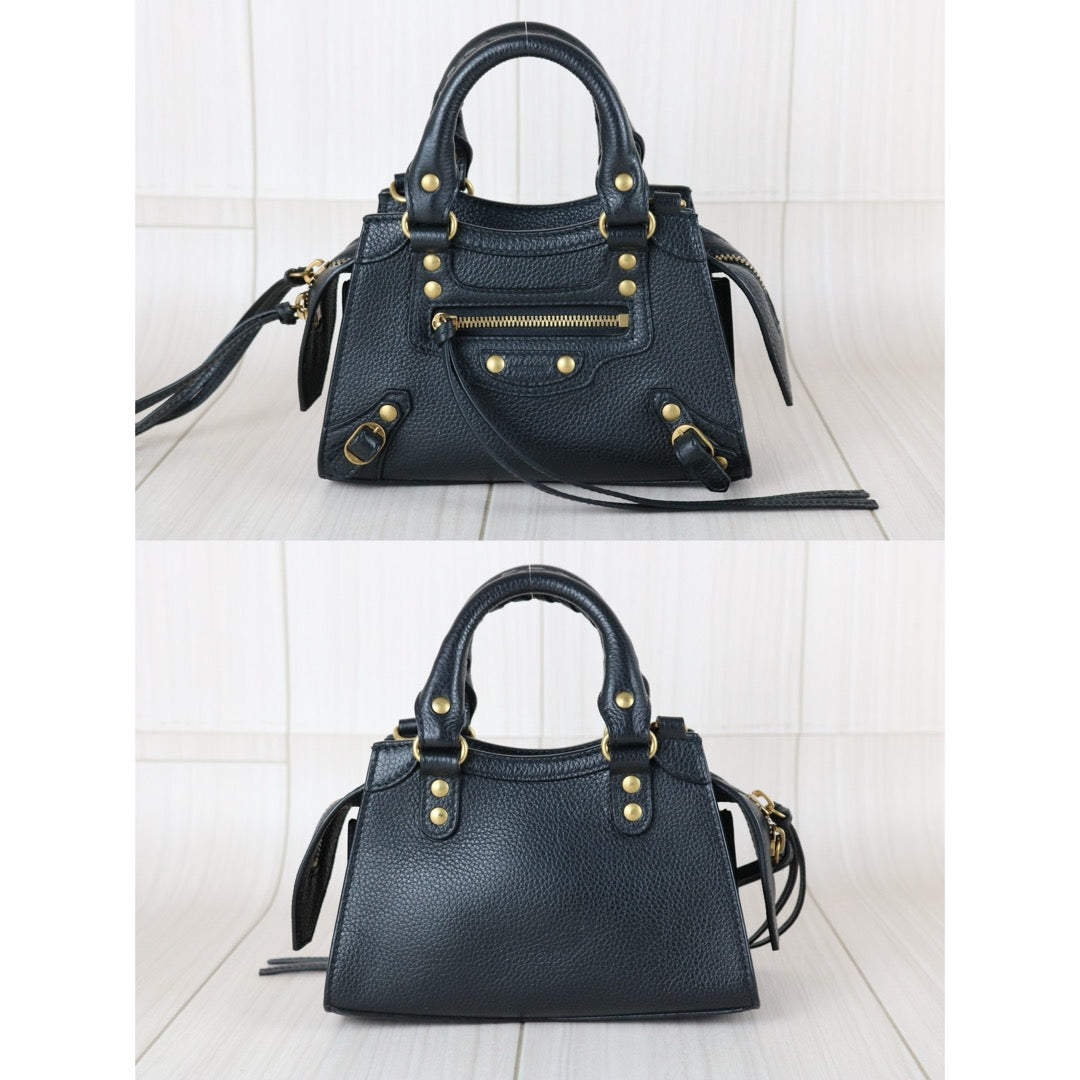 Very Good ( Rank A)｜Balenciaga Calf Leather Mini Neo Classic City Black HandBag Shoulderbag｜S25110331