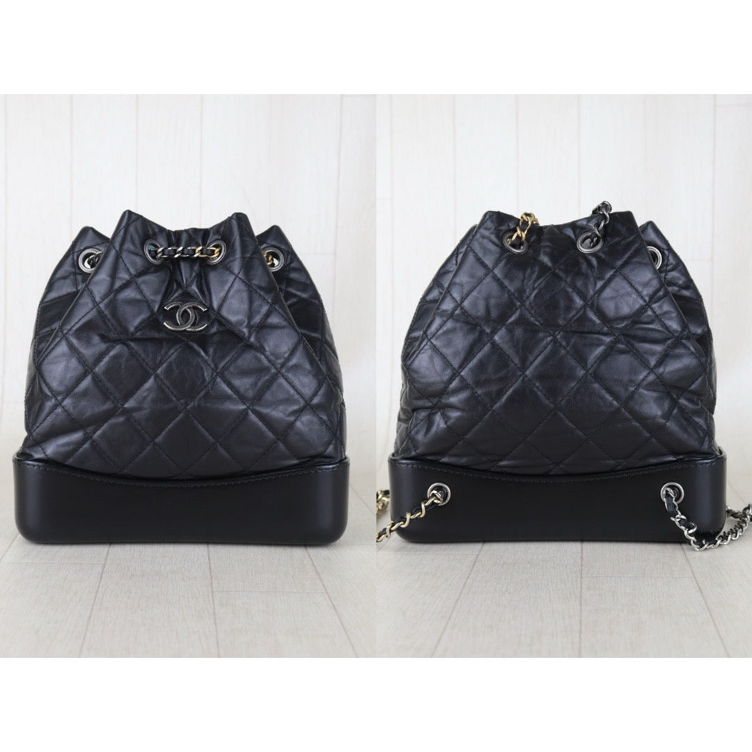 Include Entrupy Certificate of Authenticity｜Very Good（Rank A）｜ CHANEL Gabrielle Calfskin Chain Backpack PM Black Made In 2018-2019Year｜S26090743