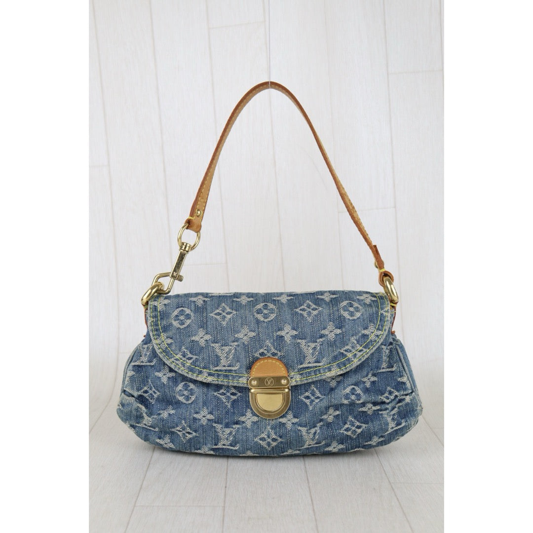Fair ( Rank B) ｜LV Monogram Denim Mini Pleaty Shoulder Bag Blue｜S26013019