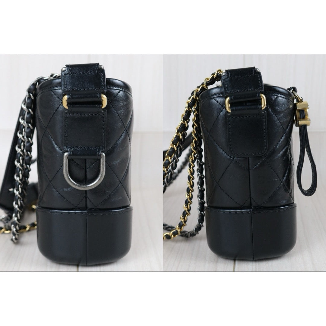 Include Entrupy Certificate of Authenticity｜Very Good ( Rank A) ｜CHANEL PM Gabrielle Calf Leather Shoulder Bag Black ｜S26080603