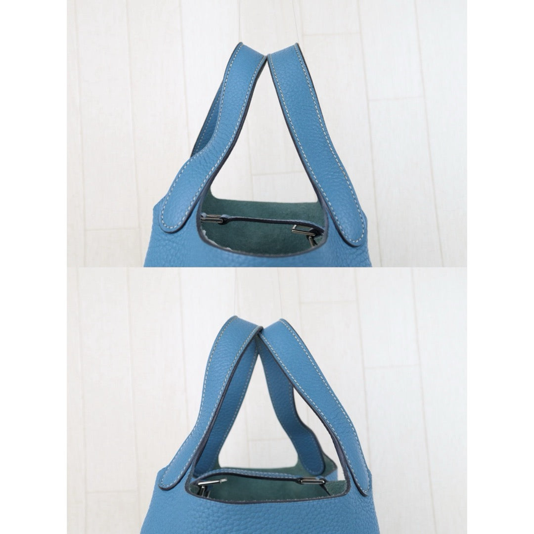 Good ( Rank AB)｜ Hermes Picotin Lock 18 TC Leather HandBag Blue T Stamp Made In 2015 Year｜H25081802