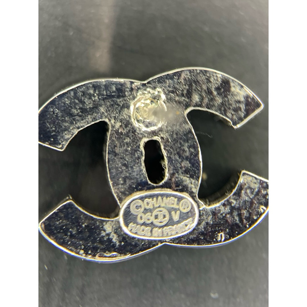 Very Good ( Rank A) ｜ CHANEL Coco Mark Silver Rhinestone Earrings Made In 2006Year ｜V25121113