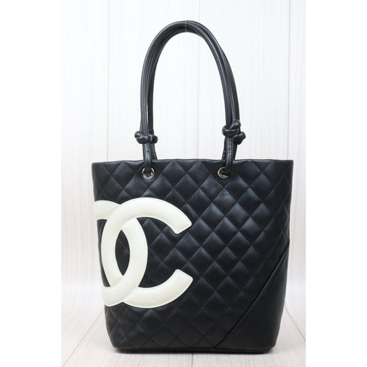 Good ( Rank AB) ｜ CHANEL Cambon Line Mini ToteBag Black White Made In 2004-2005 Year｜24120603