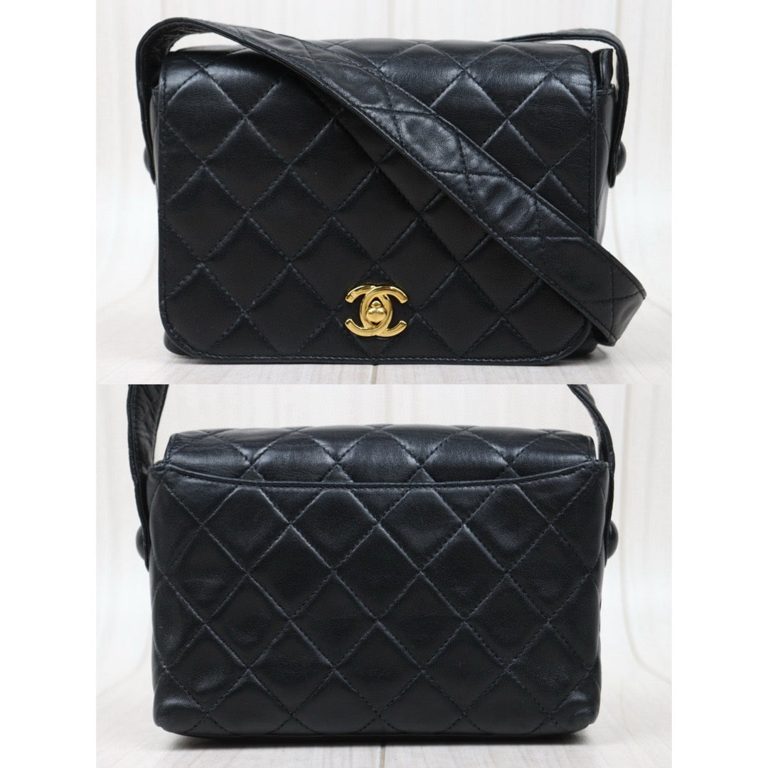 Good ( Rank AB)｜ CHANEL Matrasse Lamb Skin Single Flap Shoulder Bag Black Made In 1994-1996 Year  ｜P25041403