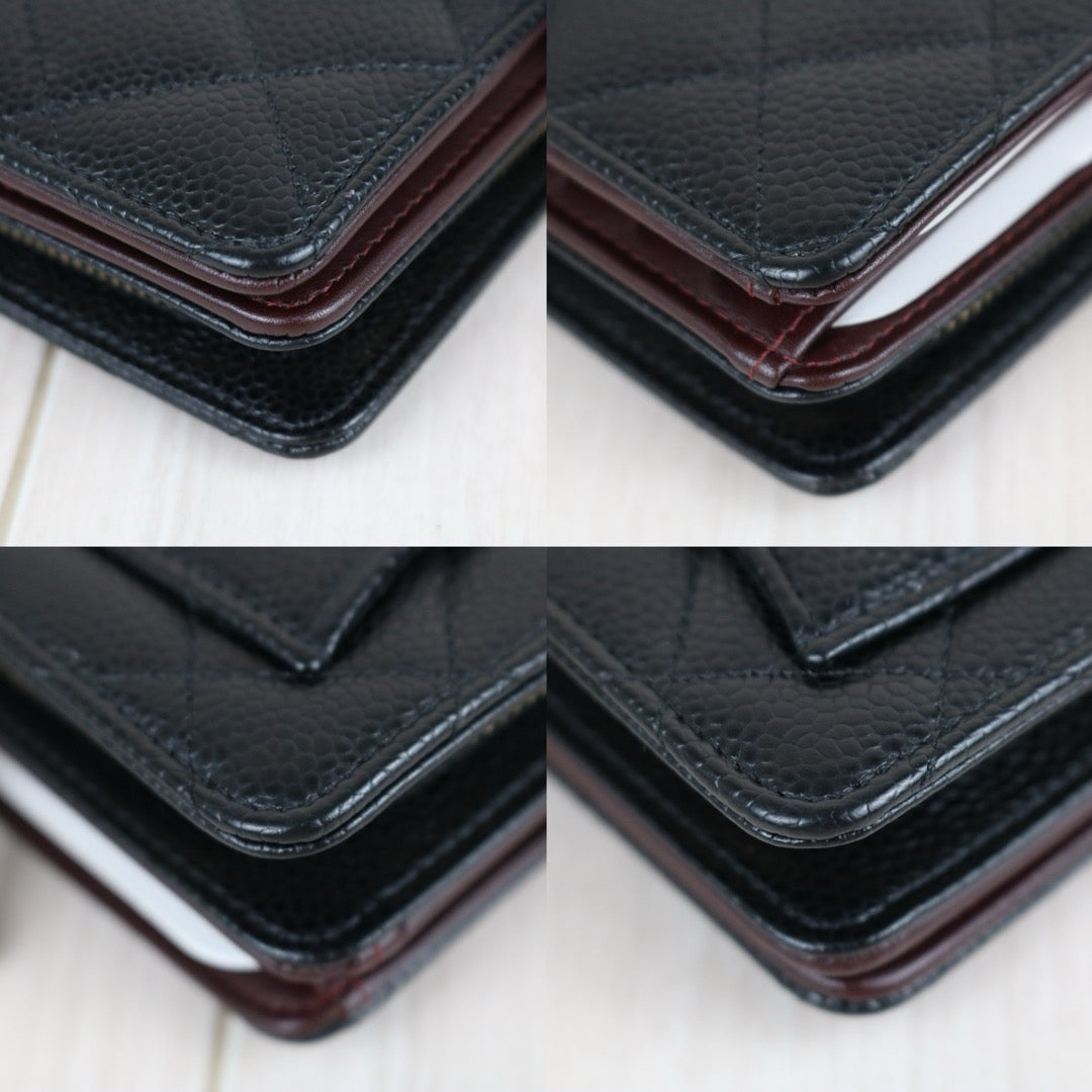 Include Entrupy Certificate of Authenticity｜Very Good ( Rank A)｜ Chanel Caviar Skin Black Wallet Made In 2015-2016Year ｜S26061504
