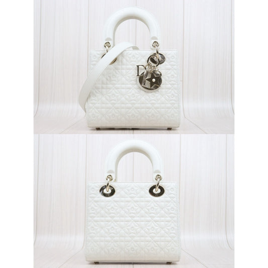 Include Entrupy Certificate of Authenticity｜Excellent（Rank SA）｜  Dior Lady Dior Lamb Skin 2WAY  Handbag Shoulder Bag White  ｜H25063018