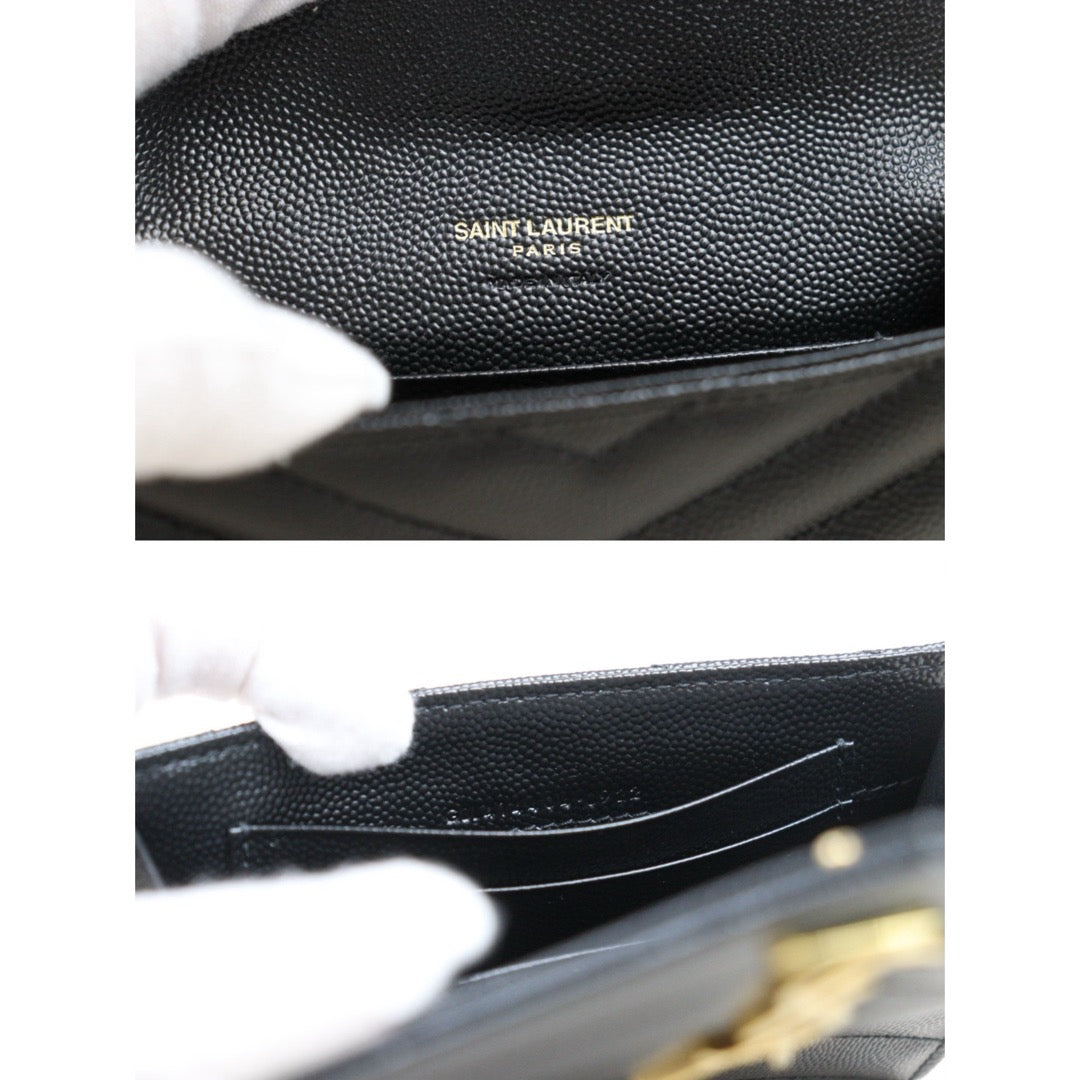 Excellent（Rank SA）｜  Saint Laurent YSL Caviar Skin Calf Leather Wallet Black｜25052908