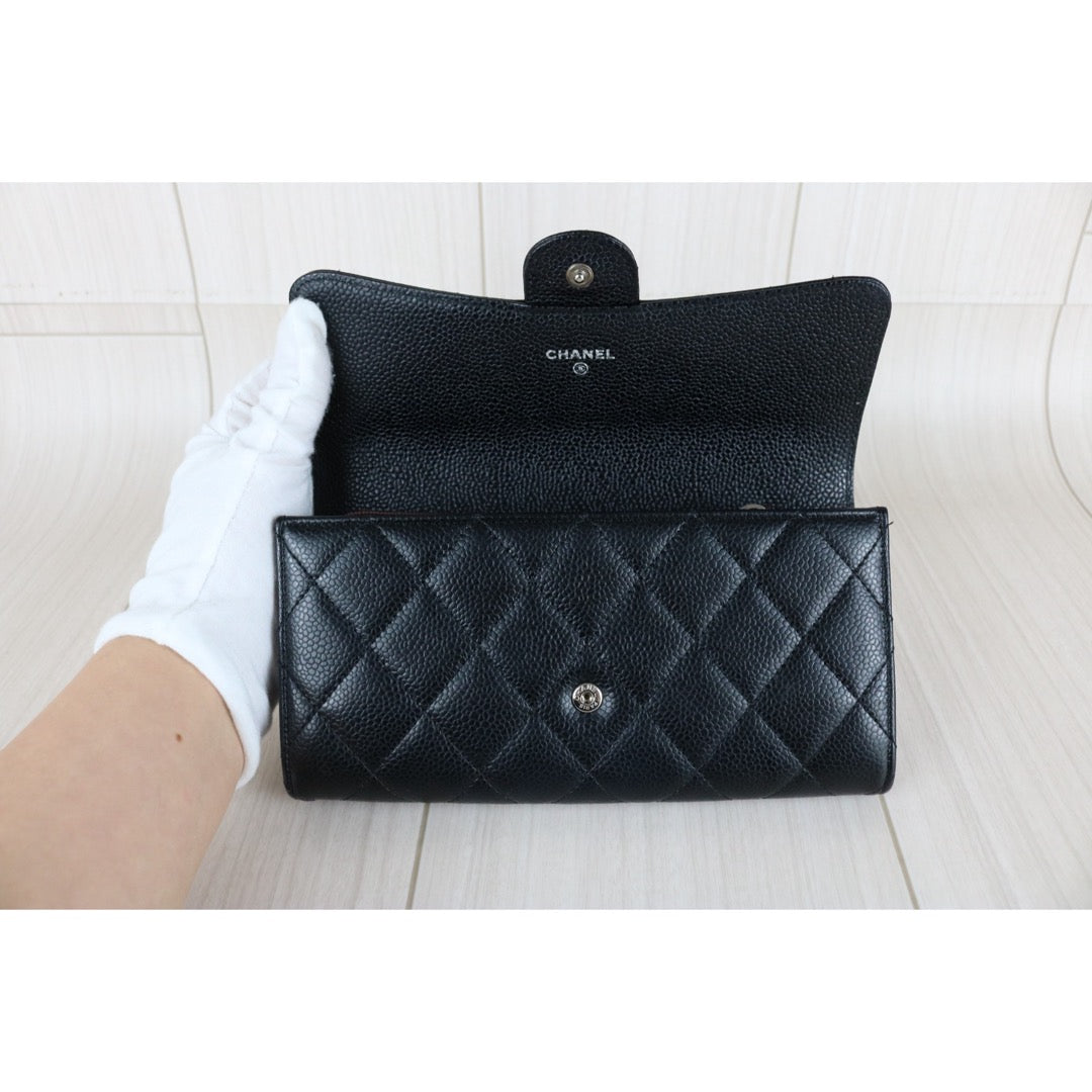 Very Good ( Rank A)｜CHANEL Caviar Skin Black Long Wallet Made In 2016-2017Year｜S26021401