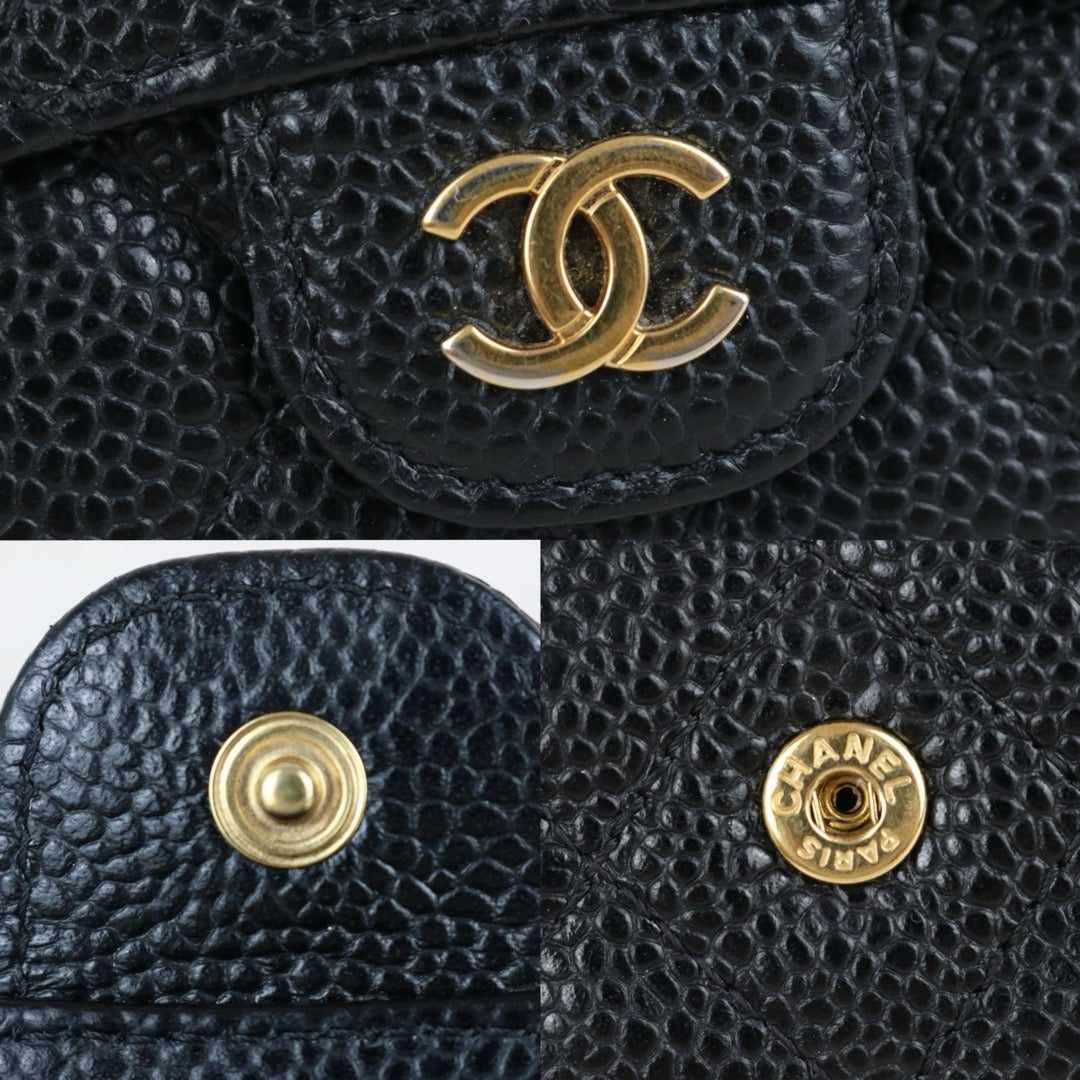 Include Entrupy Certificate of Authenticity｜Very Good ( Rank A)｜CHANEL Caviar Skin Black Card Holder Made In 2019-2020Year｜S26051102