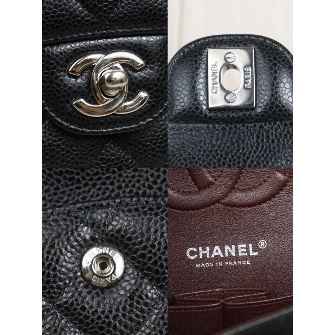 Include Entrupy Certificate of Authenticity｜Very Good ( Rank A)｜ CHANEL Caviar Skin Matrasse Chain Double Flap 25 Shoulder Bag Black Made In 2019-2020Year  ｜S26080607