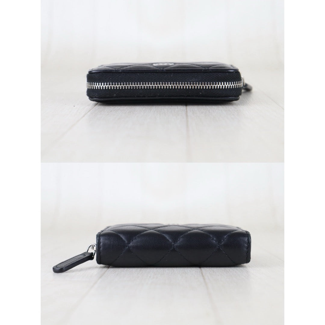 Include Entrupy Certificate of Authenticity｜Good ( Rank AB)｜CHANEL Lamb Skin Black Zip Coin Purse Made In 2020Year｜S26072506