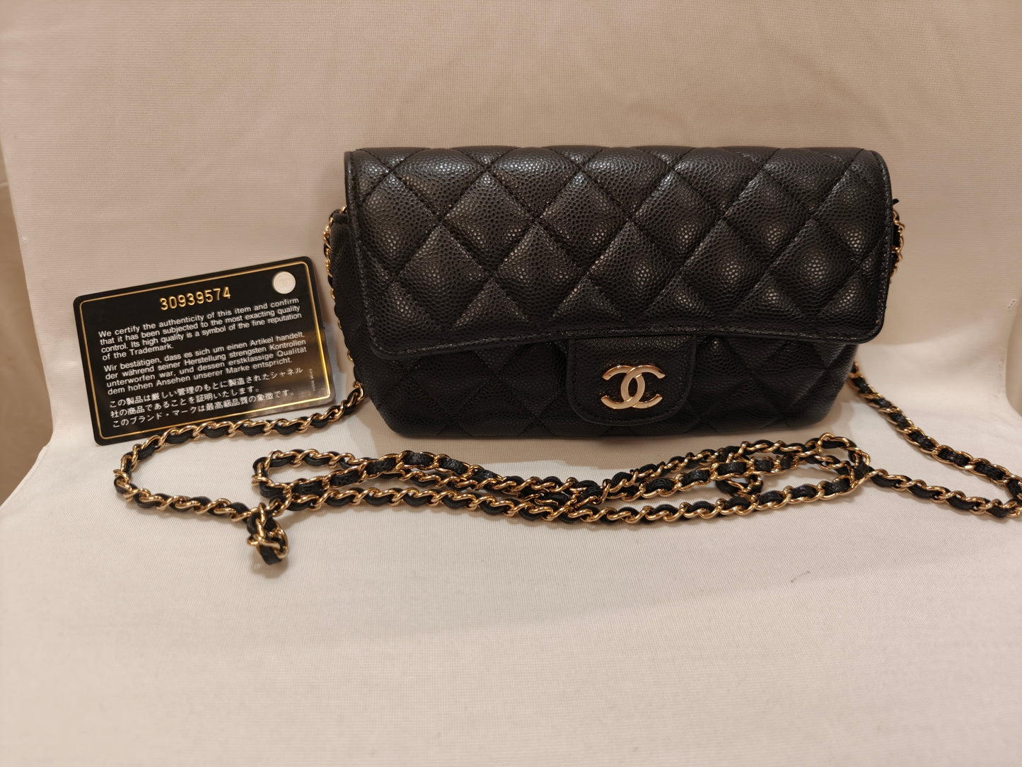 Include Entrupy Certificate of Authenticity｜Very Good ( Rank A)｜ CHANEL Caviar Skin  Calf Leather Black Shouldrr Bag