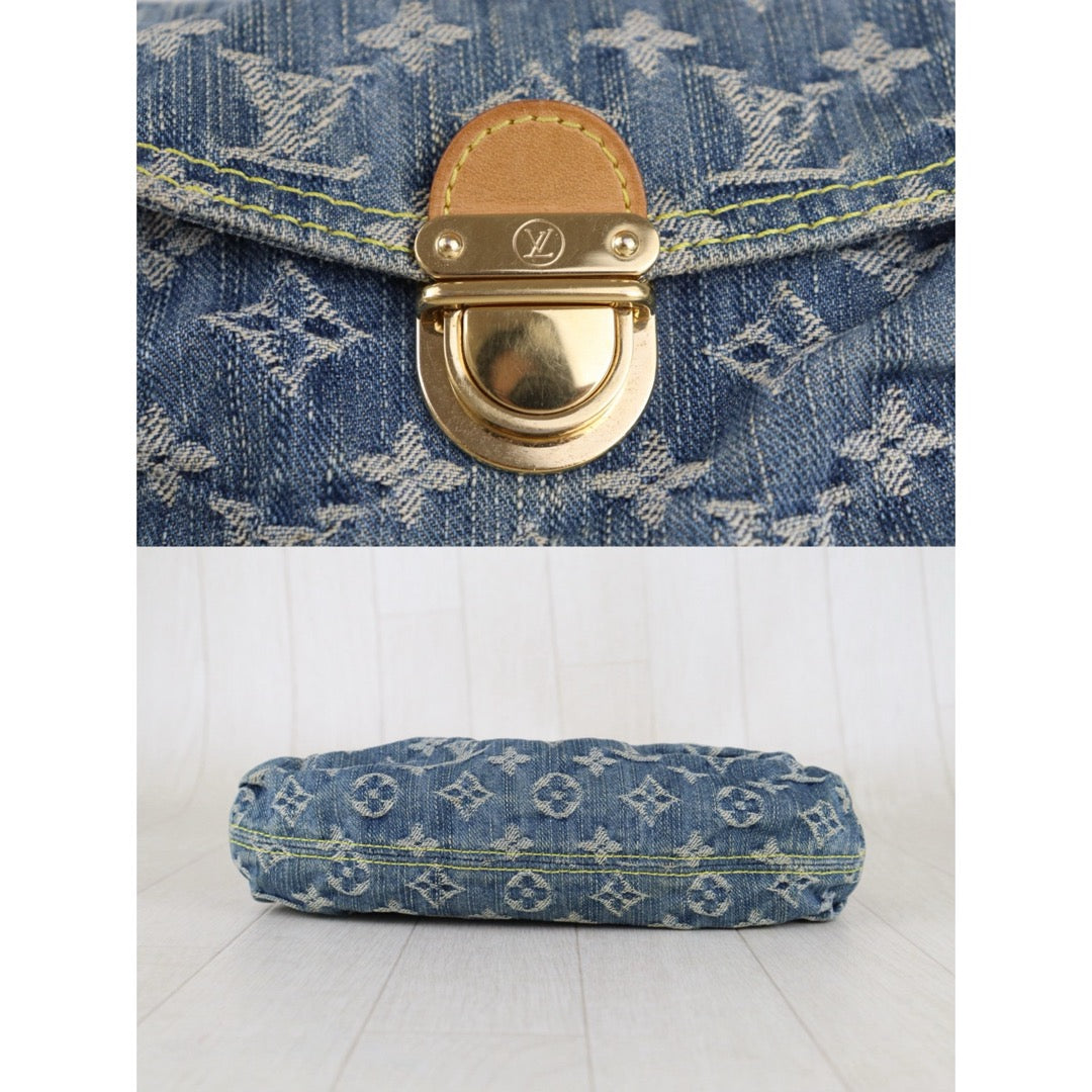 Fair ( Rank B) ｜LV Monogram Denim Mini Pleaty Shoulder Bag Blue｜S26013019