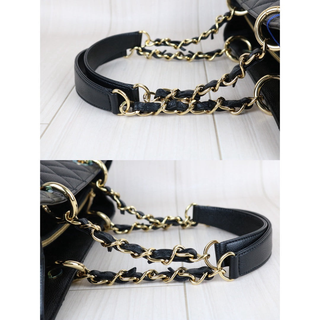 Include Entrupy Certificate of Authenticity｜Excellent( Rank SA) ｜ CHANEL Caviar Skin Matrasse Chain GST Tote Bag  Black  Made In 2013-2014Year｜S26070203