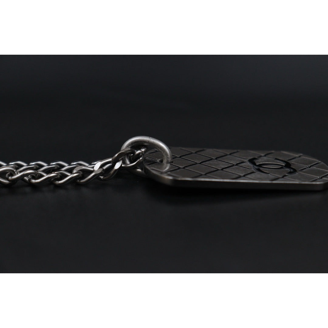 Very Good ( Rank A) ｜CHANEL COCO Mark  Pattern Necklace Graphite Gray Made In 2005 Year｜V25070202