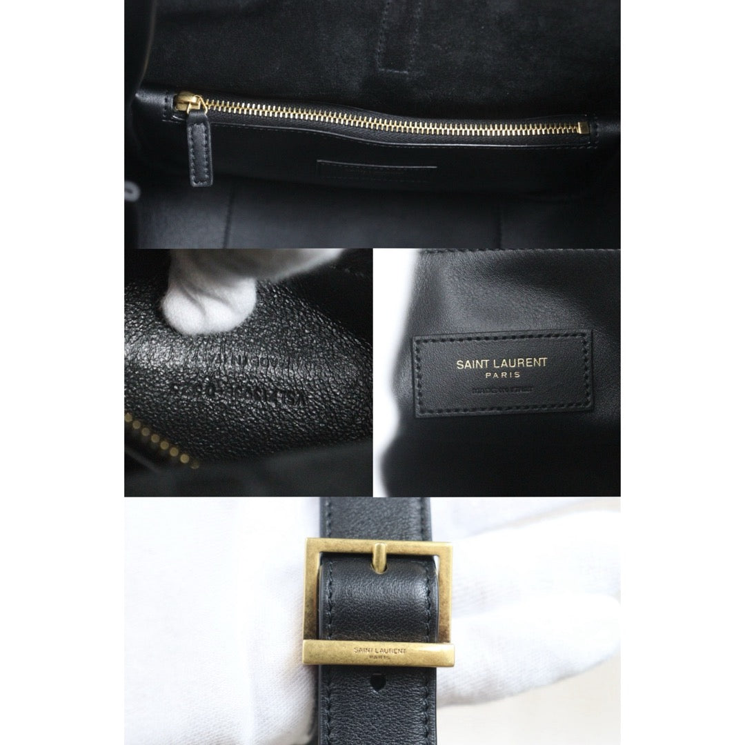 Include Entrupy Certificate of Authenticity｜Very Good ( Rank A)｜  Saint Laurent YSL Calf LeatherHobo Shoulder Bag Black ｜26070908