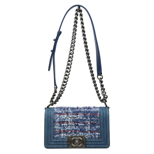 Good ( Rank AB) ｜CHANEL Denim Blue Tweed Weave Leboy20 Made in 2014Year｜Y25112504