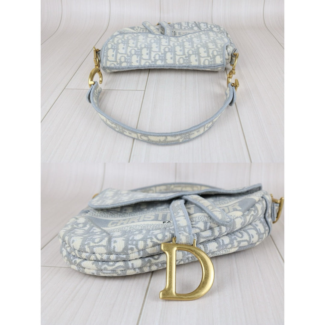 Good ( Rank AB)｜Dior Trotter Saddle Obique Gray Shoulder Bag Medium｜S25110301
