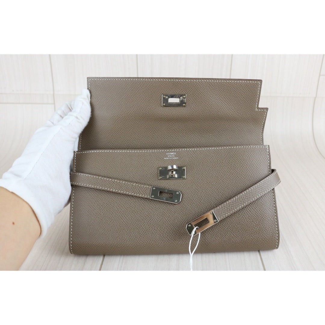 Very Good ( Rank A)｜ HERMES Epsom Kelly Wallet Etoupe Gray A Stamp Made In 2017Year｜W25071028